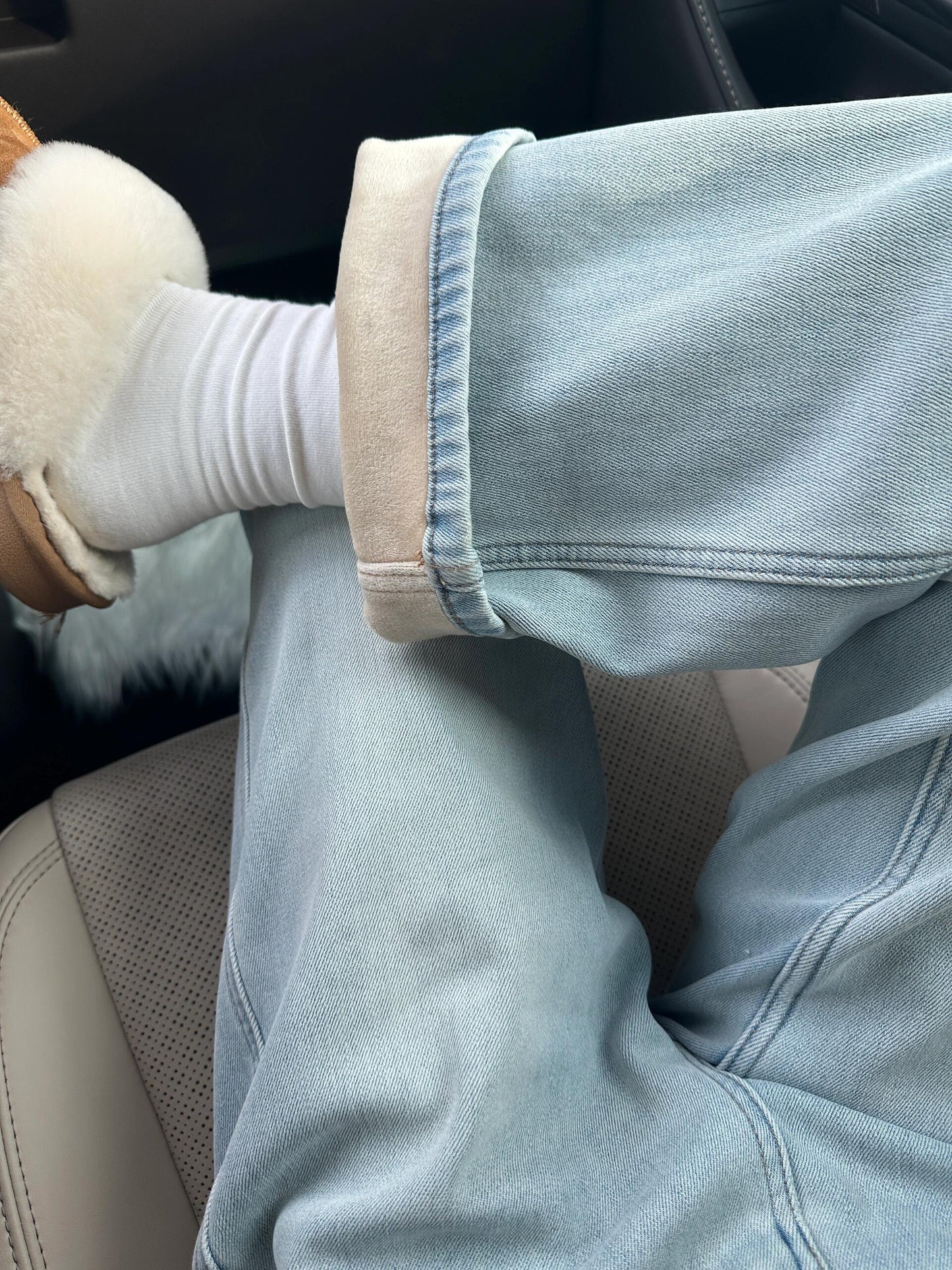 Fleece-Lined Denim Pants