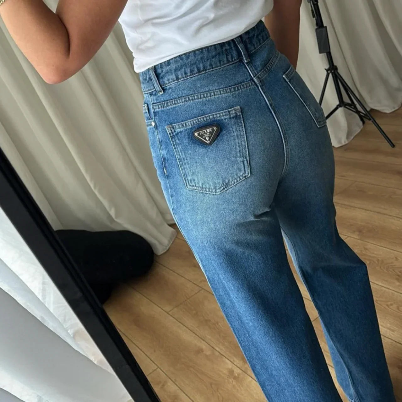 Straight Cut Denim Jeans