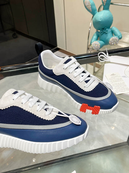 H Striped Leather Sneakers