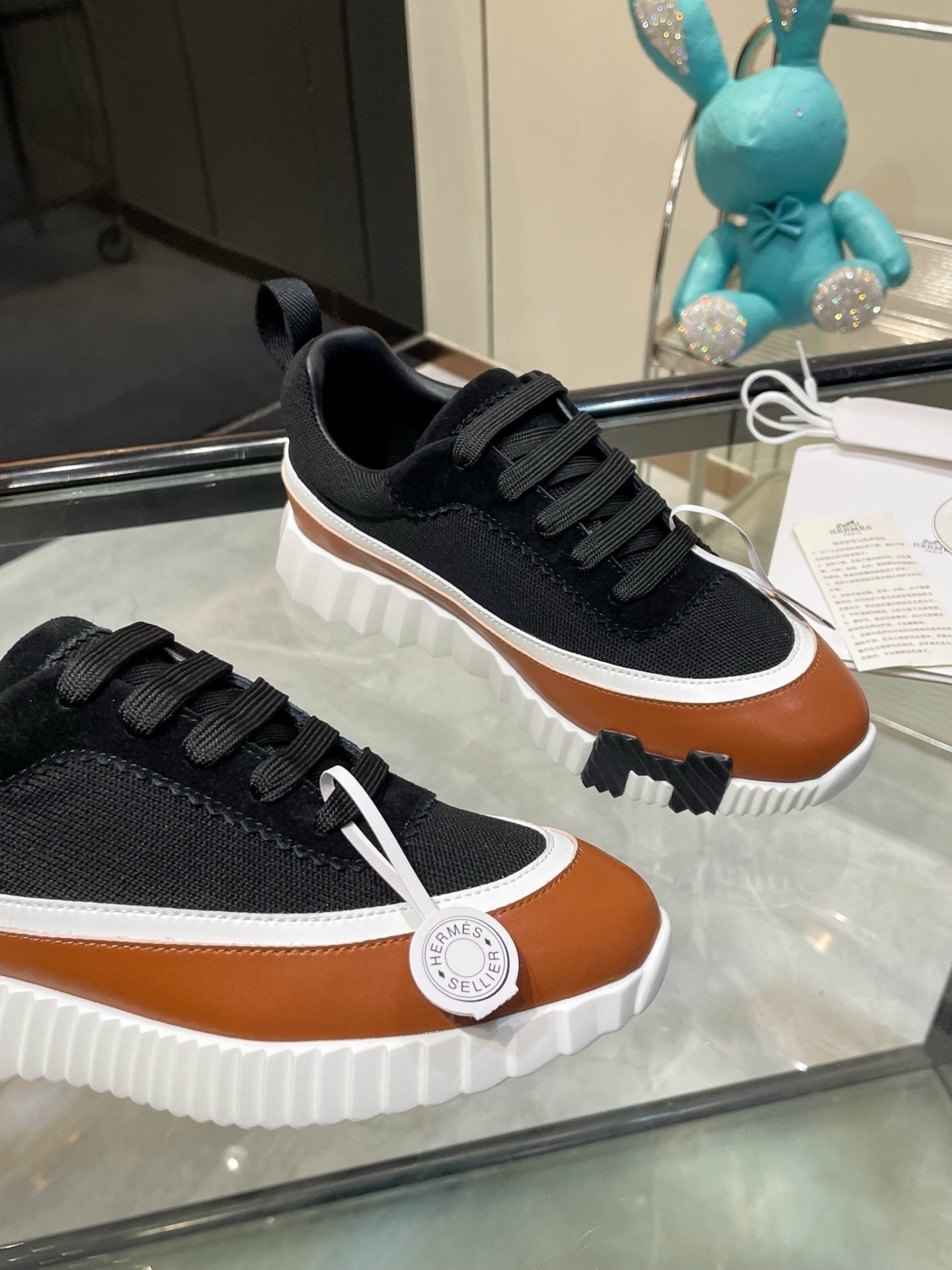 H Striped Leather Sneakers