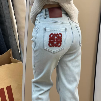 Fleece-Lined Denim Pants