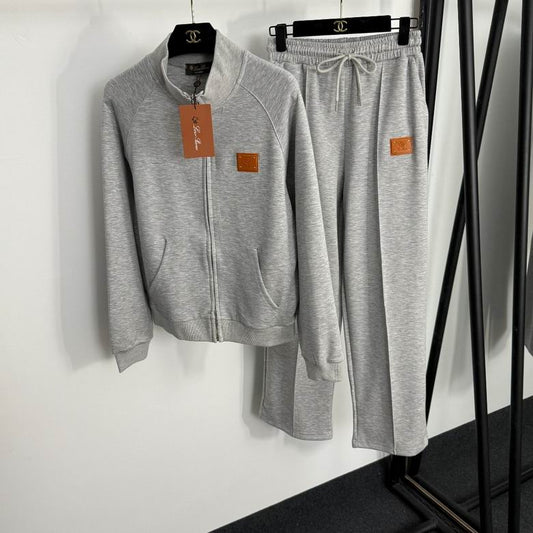 Grey Zip Jacket & Pants Set