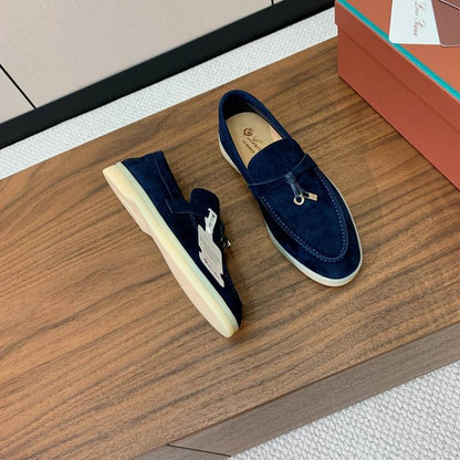 Navy Suede Loafers