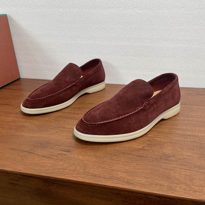 Burgundy Suede Slip-On Loafers
