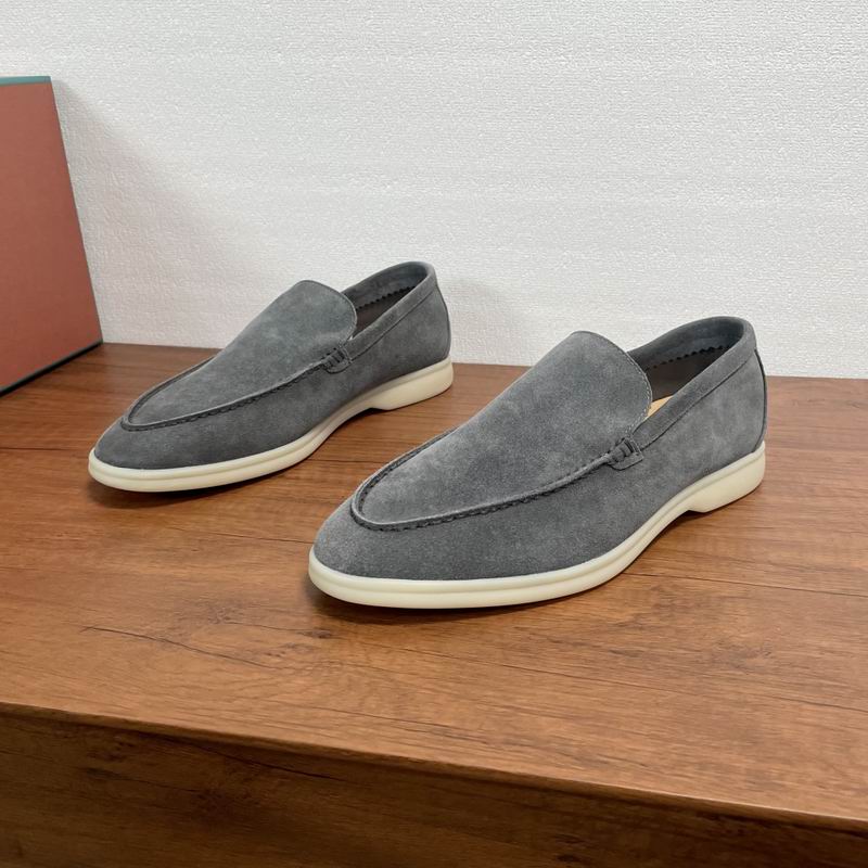 Gray Suede Slip-On Loafers