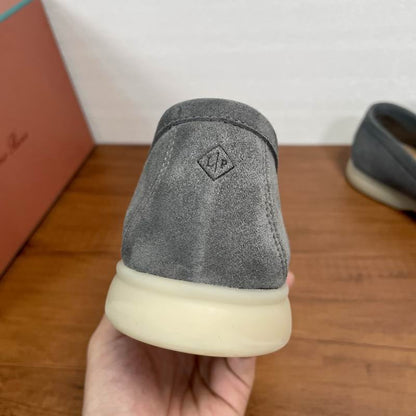 Gray Suede Slip-On Loafers