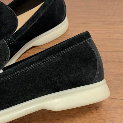 Black Suede Slip-On Loafers