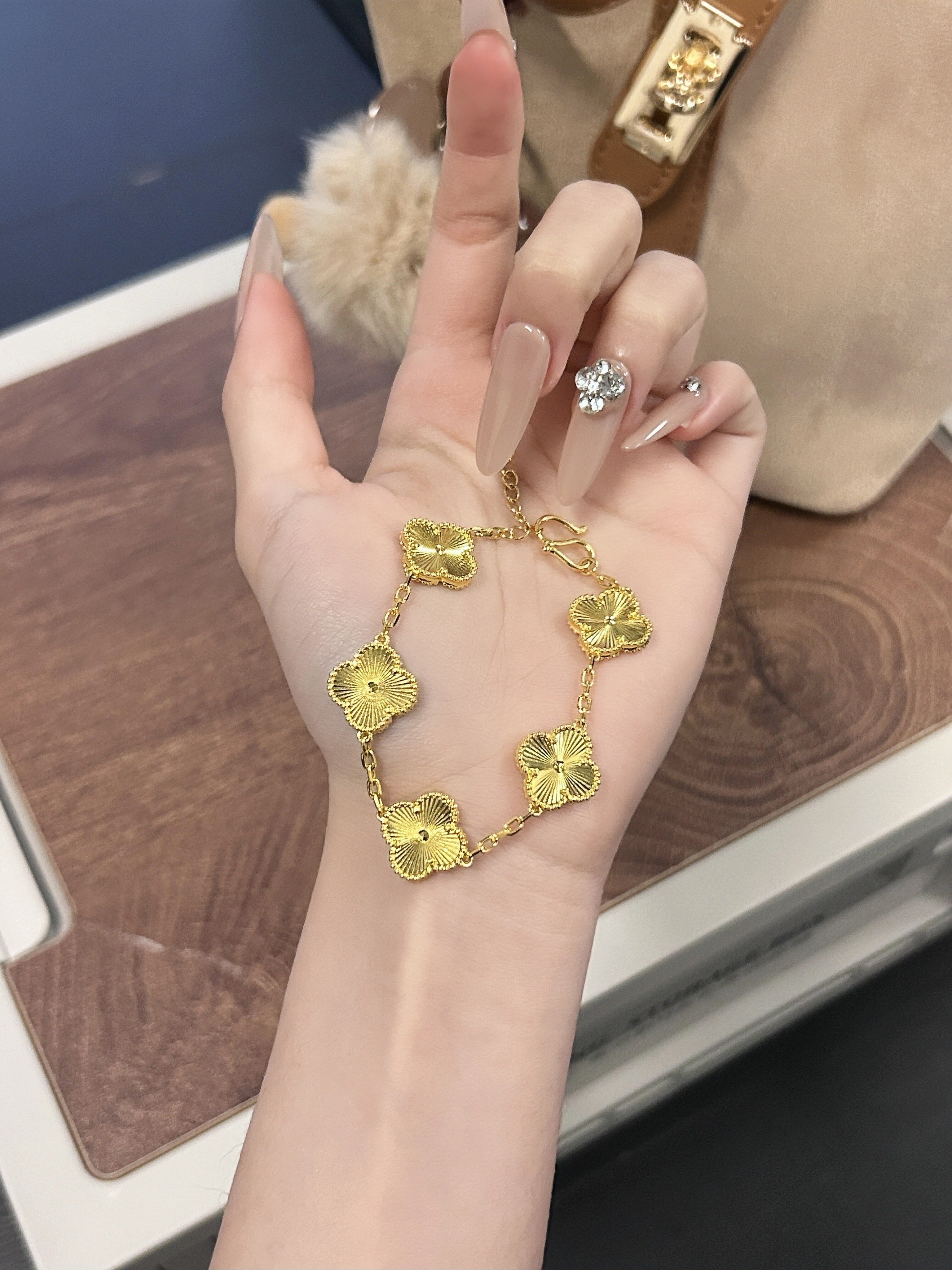 Five-Flower Gold-Plated Bracelet