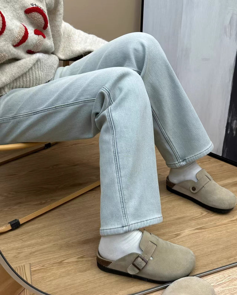 Fleece-Lined Denim Pants