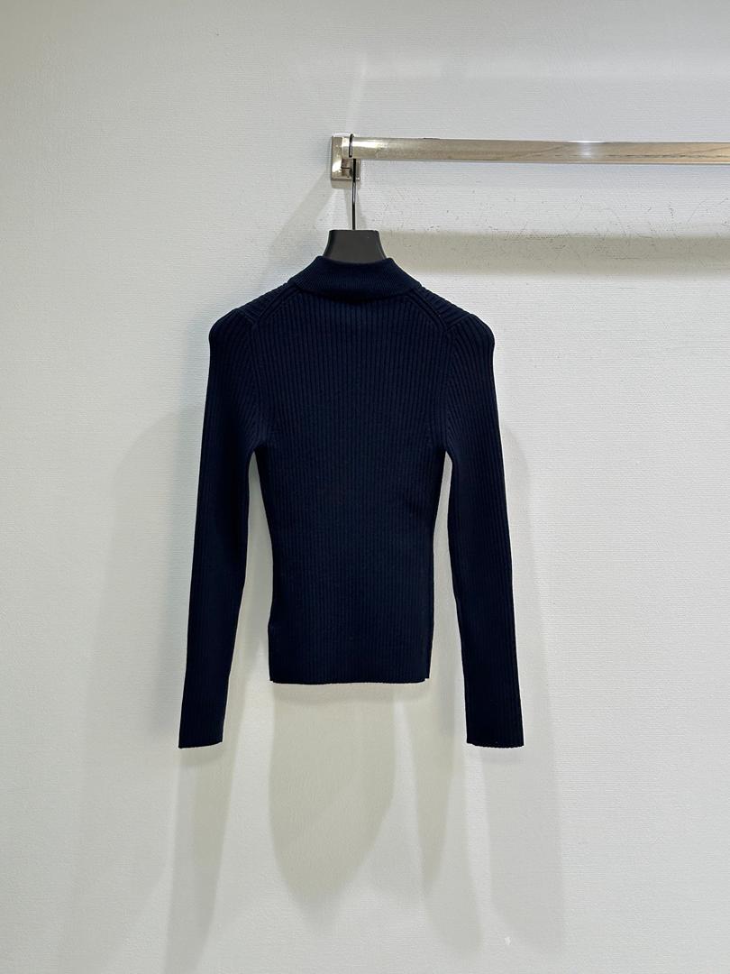 Ribbed Zip-Up Navy Jacket