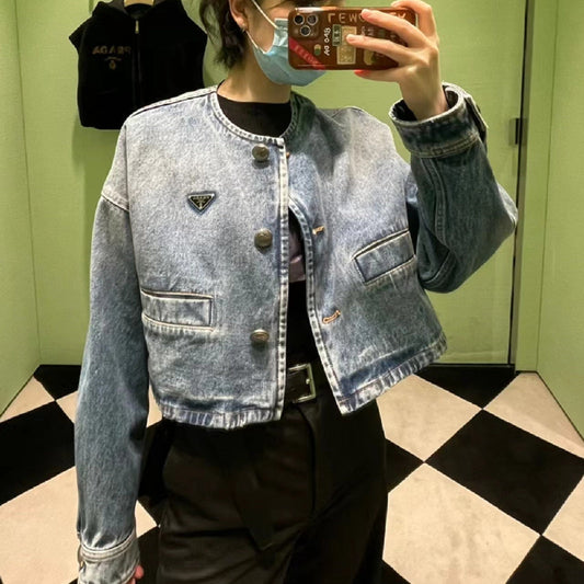 Washed Denim Logo Jacket