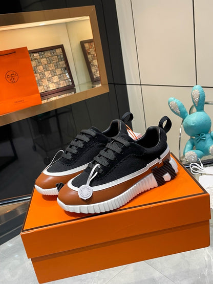 H Striped Leather Sneakers