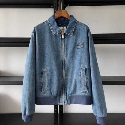 Washed Denim Embroidered Jacket