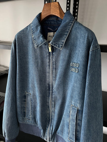 Washed Denim Embroidered Jacket