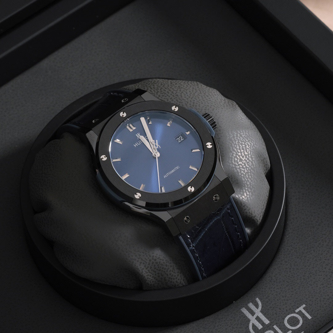 Blue Sunburst Dial Watch 42 mm