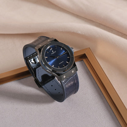 Blue Sunburst Dial Watch 42 mm