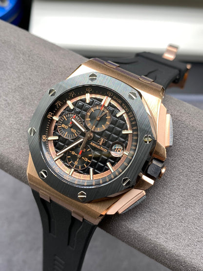 Rose Gold Black Dial Chronograph 44 mm