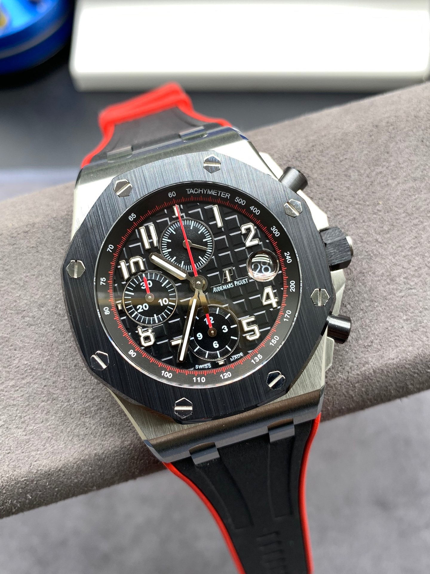 Black Red Chronograph Sport Watch 44 mm