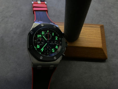 Black Red Chronograph Sport Watch 44 mm