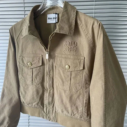 Unisex Khaki Zip Jacket