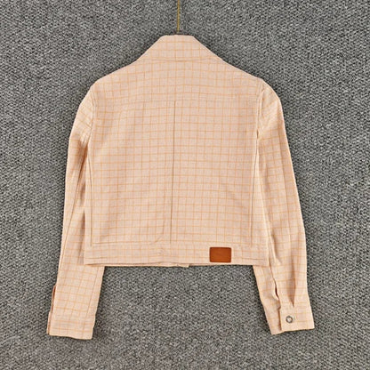 Beige Check Wool Jacket