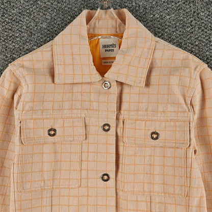 Beige Check Wool Jacket