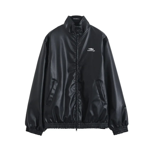 Matte Leather Bomber Jacket